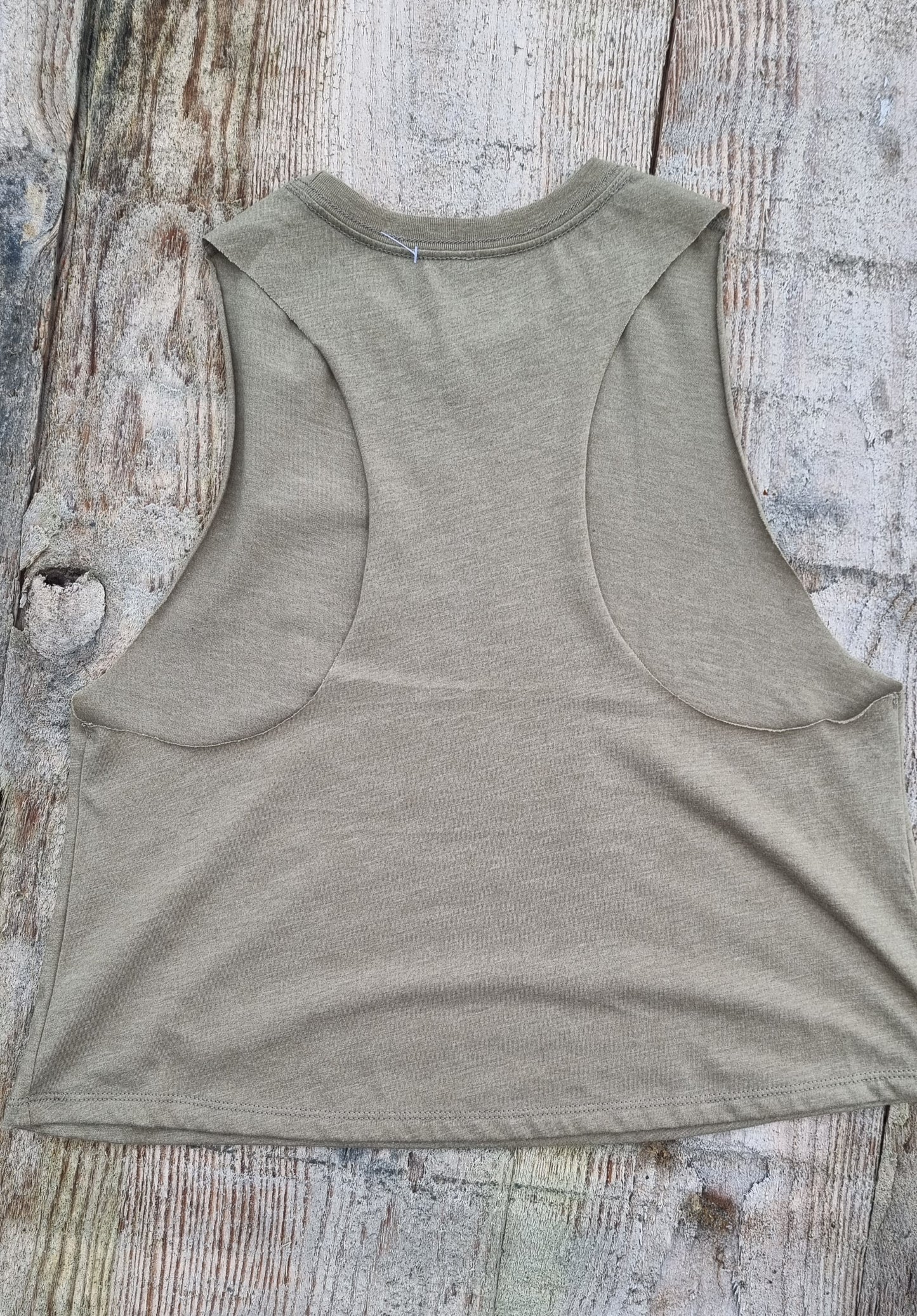 Tank Top- Barbell flowers heater olive
