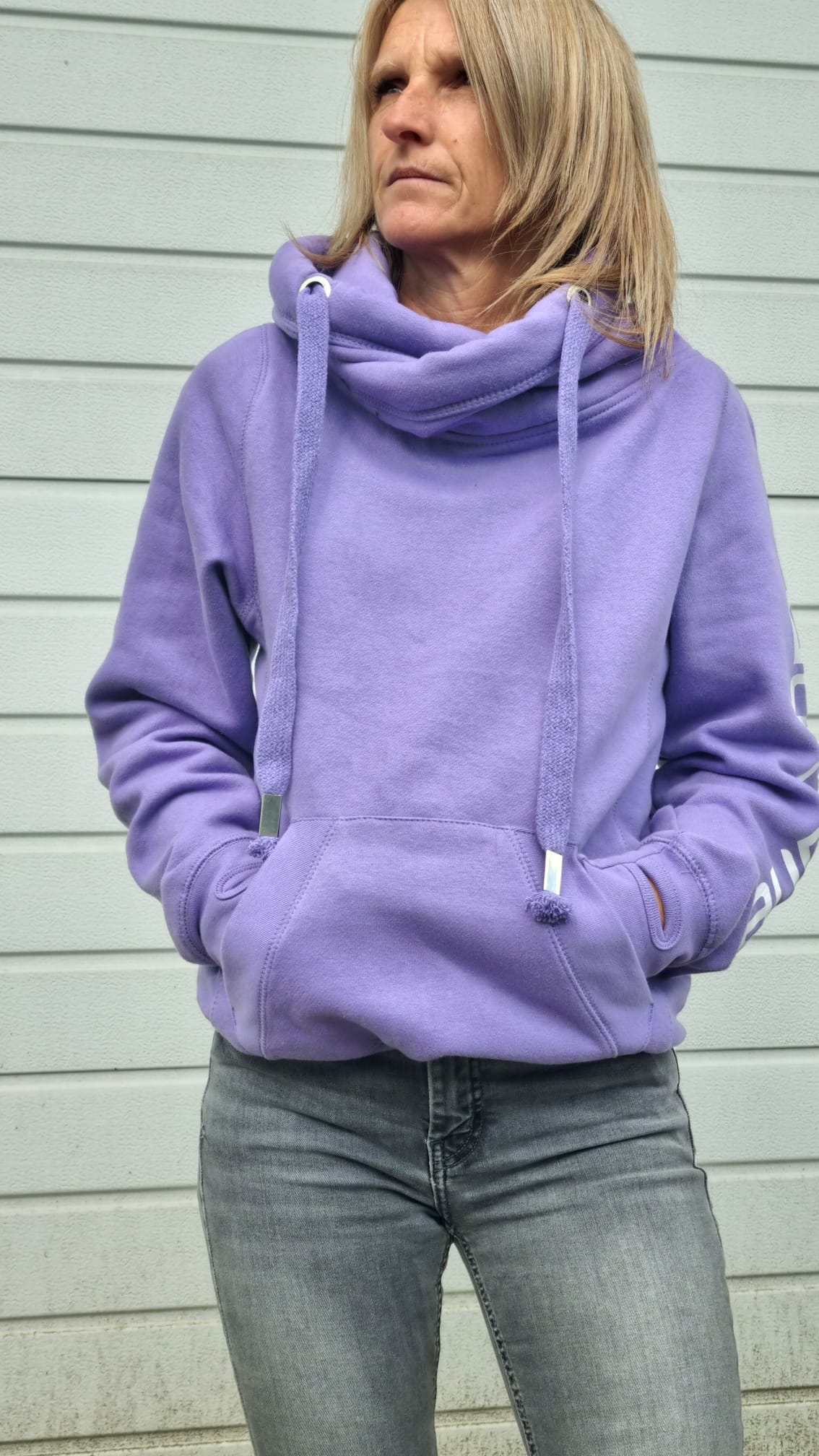 Cross Neck Hoodie Mauve