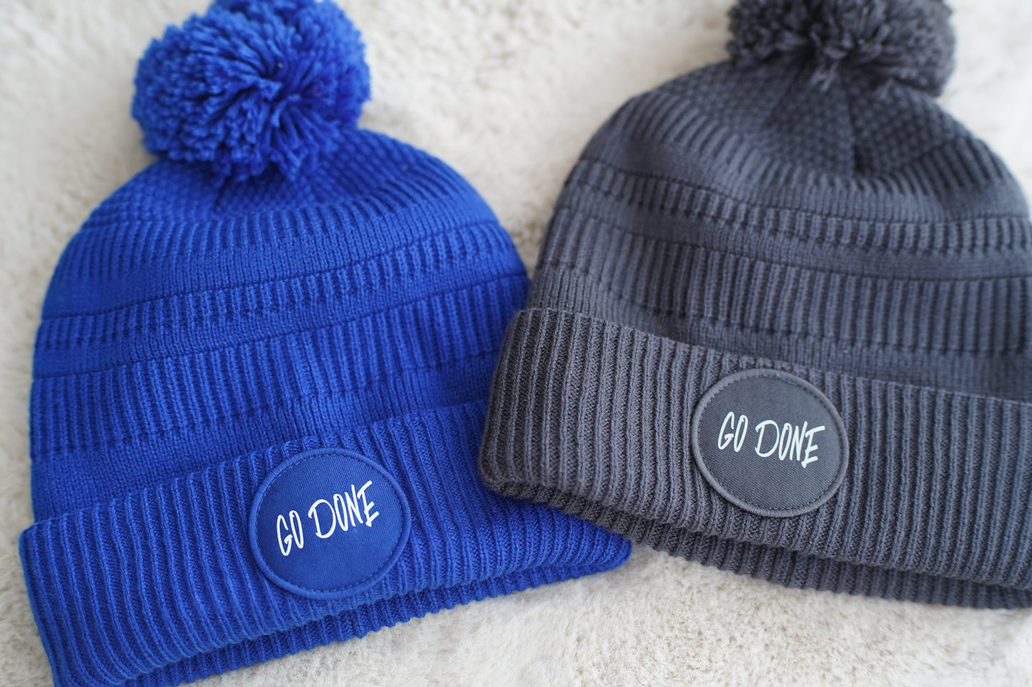 Bonnet d'hiver pompon bleu Royal unisexe