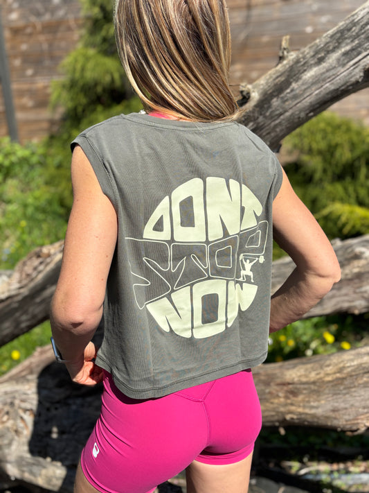 Débardeur Don't stop now kaki washed